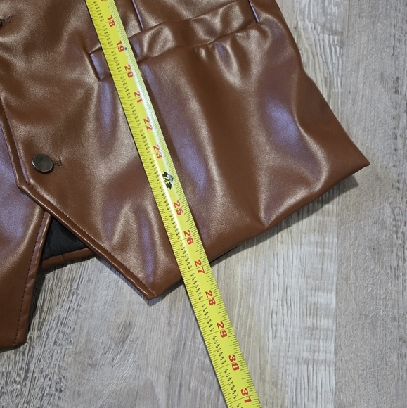 Lars Amadeus Men's Faux Leather Vest Size Large Brown Western Cowboy Motorcycle - Picture 10 of 12